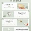 Baby Bottle Brush Set [Push-Press + Bendable Bottle Brush: 360Comprehensive Cleaning] Baby Bottle Cleaner Brush Set for Baby Bottle/Nipple/Straw/Breast Pump Drying Rack and Travel Bag Included (Green)