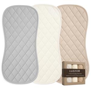 Luzzor Changing Pad Liners 3 Pack Waterproof, Soft, Absorbent, Non-Slip, Machine Washable, Reusable Baby Changing Pad Liners, Also Fits Peanut Shaped Changing Pads, Changing Table Pads