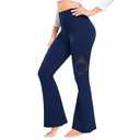 FULLSOFT Fleece Lined Leggings Women-Winter Flare Leggings High Waisted Tummy Control Winter Warm Soft Yoga Pants(Navy Blue, Medium)
