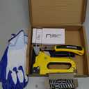 Upholstery 4 in 1 Staple Gun Heavy Duty, with 6000 Staples, Remover, Gloves, Manual Brad Nailer Power Adjustment Stapler Gun for Wood, Upholstery, Carpentry, Decoration DIY Staple Gun