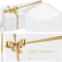 Qilery 50 Pcs Christmas Small Gift Card Envelopes with Golden Bow 3.15 x 6.69 Inch Christmas Money Currency Business Card Holders with Gold Ink Pen for Xmas Holiday Festival Party Supplies(White)
