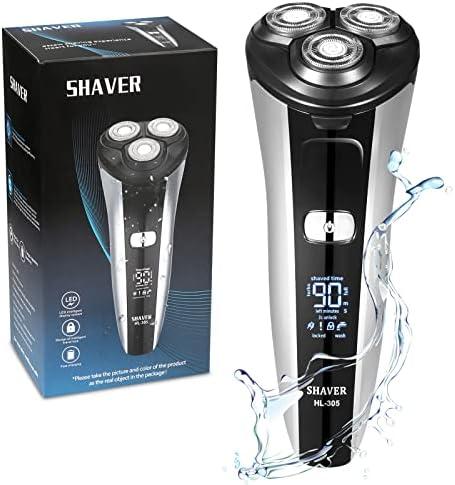 Electric Shavers Men, ADURI Electric Shaver for Men Wet&Dry,Men's Electric Razors Rechargeable Cordless,Waterproof Rotary Shaver with Pop-up Trimmer,Electric Razor Shaving with LED Display Travel Lock