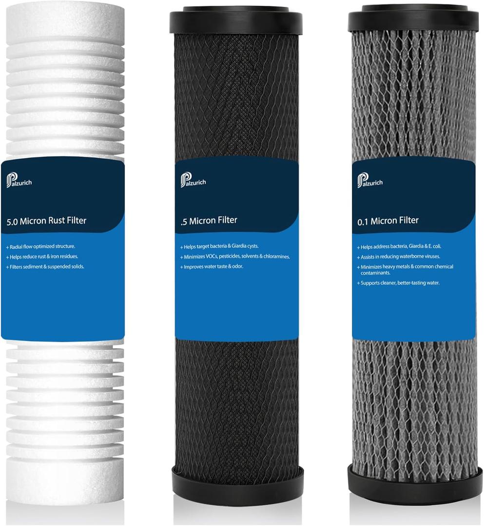 Upgrade Replacement Filter Set for ClearSource Ultra 3-Canister System 3-Stage Filtration, High Efficiency, Compatible with ClearSource Ultra RV Filtration System