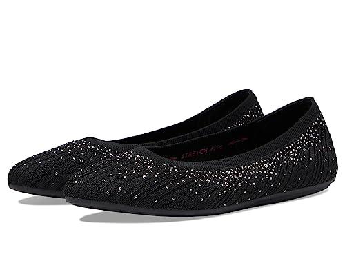 SKECHERS Women's Cleo 2.0-Glitzy Daze Ballet Flat, Black, 9.5