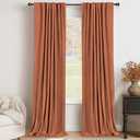 Blackout Curtains 52 x84 Inch Long 2 Panel Sets Orange Linen Curtains for Bedroom Living Room Nursery Sliding Door Rod Pocket Back Tab Top Noise Cancelling