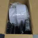 WELLIFE 350Pcs Black Plastic Dinnerware and Napkins Party Supplies Include:50 Dinner Plates, 50 Dessert Plates, 50 Napkins, 50 Cups and 50 Plastic Cutlery