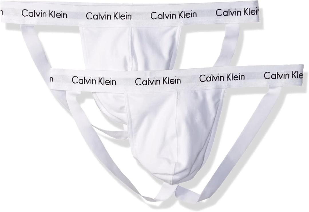 Calvin Klein Men's Underwear 2 Pack Cotton Stretch Jock Straps (X-Large, White)