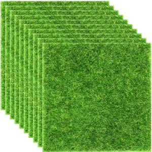 Elcoho 10 Pieces Fake Grass for Crafts Fairy Garden 6 x 6 Inches Artificial Garden Grass for Miniature Ornament Dollhouse DIY Decoration