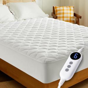 HYLEORY Heated Mattress Pad Twin Size, Fast Heating Bed Warmer, Electric Mattress Pad Cover with Deep Pocket 9 Heat Settings, 10 H Auto Shut Off, Machine Washable, White 39"*75"
