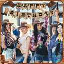 Oudain Western Birthday Cowboy Party Decoration, Happy Birthday Banner Double Layer Hat Boots Cowboy Hanging Swirls for First Party, Western Theme Decoration Supplies