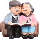 Old Couple Figurines,Loving Elderly Couple Figurines Romantic Couple Sculpture,Present for Valentine's Day Anniversary Wedding (12.5X12X9CM)