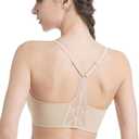 Lusait Womens Wireless Jelly Bra Seamless Lace Racerback Bralette Comfort No Underwire Everyday T-Shirt Bra L