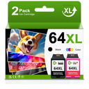 64XL Ink Cartridges Black Color Combo Pack Replacement for HP 64 64XL Ink High Yield for Envy Inspire 7900e 7200e 7255e 7955e Envy Photo 7155 7858 7855 6255 6258 Tango Series Printer (2-Pack)