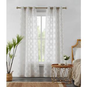 Sheer Window Curtains 2 Panels 38" W x 84" L (76" W) Linen Textured Curtains & Drapes for Living Room, Bedroom, Farmhouse Curtains, Boho Decor, Light Filtering Window Treatments with Grommets