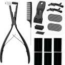 Hair Extensions Tools Kit Tape in Hair Sealing Pliers Tool Kit, Professional Flat Surface Sealing Hair Extension Plier Tools with Double Sided Replacement Adhesive Hair Extension Tape Tabs