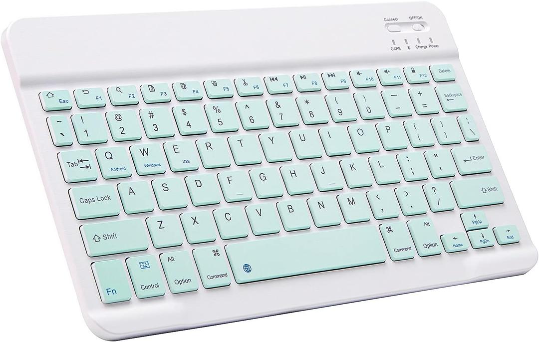 Ultra-Slim Bluetooth Keyboard Portable Mini Wireless Keyboard Rechargeable for Apple iPad iPhone Samsung Tablet Phone Smartphone iPadOS iOS Android (10 inch Light Green)