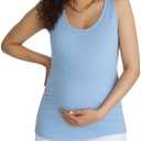 Motherhood Maternity Women's Side Ruched Scoop Neck Pregnancy Tank Top (Blue, S)