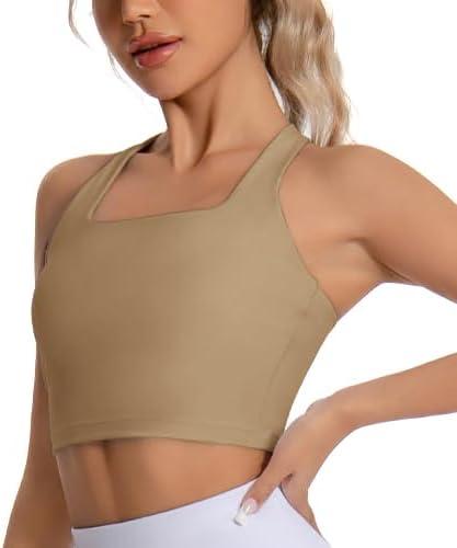 KOKITA Women's Sports Bra Fitness Short Tank Top Criss-Cross Back Padded Strappy Sports Bras Yoga Workout Bra, Medium