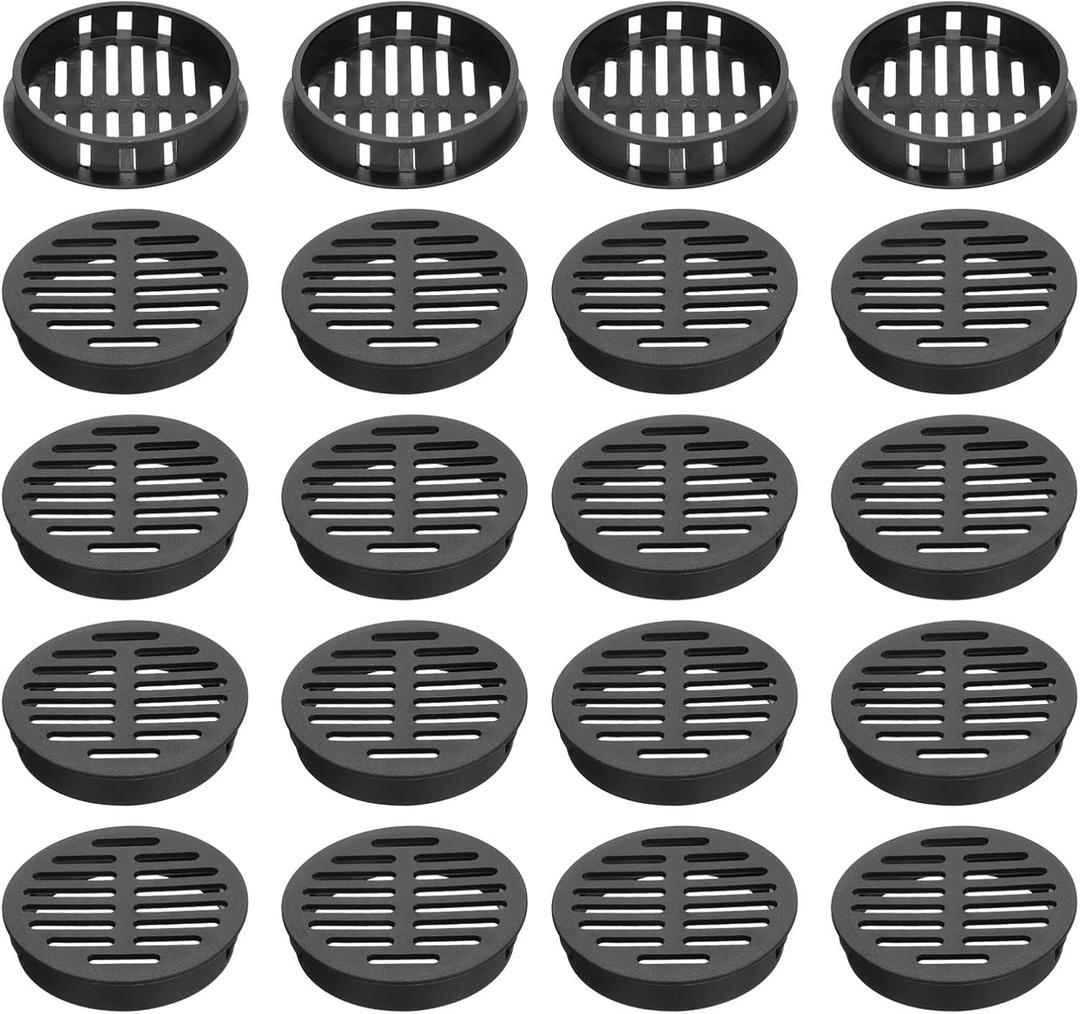 uxcell 40Pcs 50mm/2in Air Vents Circular Soffit Vents, Black Plastic Soffit Vent Cover for Cabinet, Wardrobe