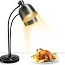 2-Head Food Heat Lamp Warmer w/Rapid-Heating Bulbs, Commerical Food Warmer Heating Lamps for Restaurant Kitchen Buffet Catering, Parties Food Heated Warming Lamp (Black, Dual Bulbs)