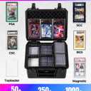 Card Case Sports Graded Trading Card Storage Box for PSA BCW MTG Tmnt TCG Zion Magnetic Card, Waterproof Hard Carrying Case Card Protective Organizer for Rigid Card Sleeve Collector,6 Adj-Zones/ Fits H≤5.6" Card&Sleeve 