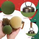 Aneco 36 Pcs Velvet Christmas Ornaments Bulk, 3 Sizes Flocked Christmas Tree Ball, Plastic Xmas Decorative Hanging Ornaments with 36 Ribbons for Xmas Holiday Wreath Tree Decor (Green, Beige, Brown)
