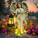 Solar Garden Statue Angel Figurine, 11.8 inches Fairy Garden Waterproof Statue with Solar Light and Succulent LED Lights for Outside Yard Patio Balcony Lawn Ornaments, Gifts for Mom Women