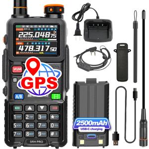BAOFENG 5RH PRO GPS 10W Ham Radio (Upgrade of baofeng 5RM) Long Range Handheld Two Way Radio NOAA Weather Receiver Rechargeable Walkie Talkies with USB-C Charging 2500mAh Battery