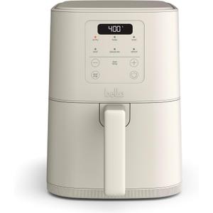 bella 4Qt Slim Air Fryer, Fits-anywhere Kitchenware, EverGood Ceramic Nonstick Coating, Adjustable Temperature, 6 Preset Cooking Options, 60 Min Auto Shutoff w Audible Tone, 3.3lb Capacity, Oatmilk (4 QT)