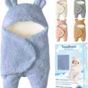 Nunibum Baby Swaddle Blanket Boys Girls Cute Bear Plush Essential Receiving Blanket Ultra-Soft Newborn Registry Sleeping Wraps for Infant 0-6 Months - Blue