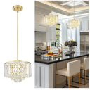 Polished Gold Chandelier, 4-Tier Crystal Pendant Light fixtures, Vintage Hanging Light, Chandeliers for Dining Room Kitchen Island Bedroom Entryway, CC4215-3W-PG