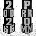 Queekay 8 Pcs Prom Column Standup Photo Booth Decorations 2026 Prom Backdrop Balloon Boxes Cardboard Decoration Column for Party College, 11.8 x 44.9 Inch(Silver, Black)