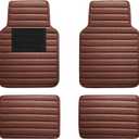 FH Group Floor Mats - Faux Leather Floor Mats for Cars, Universal Fit Automotive Floor Mats, All Purpose Car Floor Mats, PU Leather Protector Mat for Most Sedan, SUV, Truck Floor Mats Brown