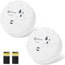 Geevon 2 Pack Water Leak Detectors, 100dB Water Sensor Alarms Flood Detector for Basements, Bathrooms, Laundry Rooms, Kitchens, Garages, and Attics, Water Alarms Battery-Operated (Battery Included) (White)