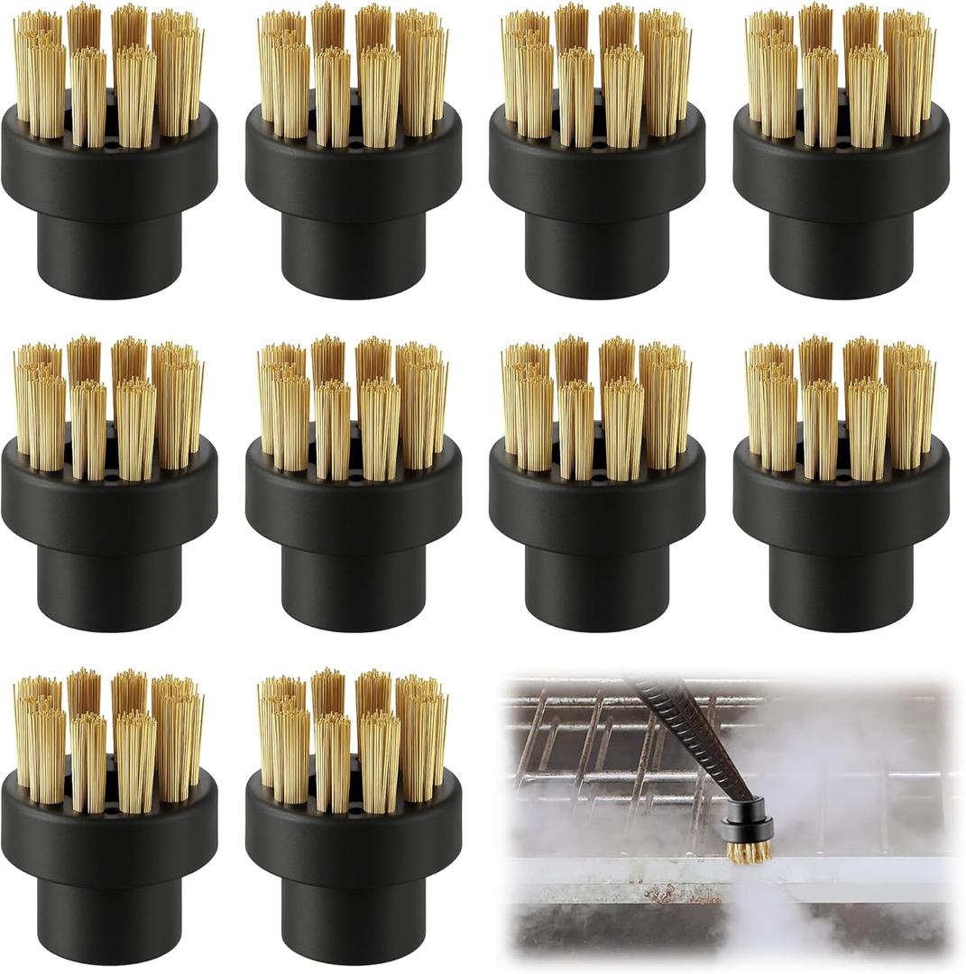 10 Pack Brass Brushes Compatible with Dupray Steam Cleaner, Brass Cleaner, Steam Clean Brush Head Attachments, Wire Brushes for Cleaning, Multi Surface Cleaning Accessories