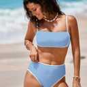Pink Queen 2026 Women's High Waisted Bikini Sets Two Piece Swimsuit Color Block High Cut Bathing Suits Beach (Blue, S)