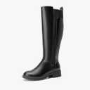 Women's Flat Low Heel Knee High Boot Fashion Extra Wide Calf Boots Side Zip Stretch Winter Booties.9