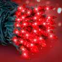 Christmas Lights Indoor Outdoor, 2PACK 13FT 50-count Lights Incandescent Mini valentine's day String Light, 120V Certified Green Wire Light for Xmas Tree, Patio, Holiday, Party, Home, Garden Decor,Red