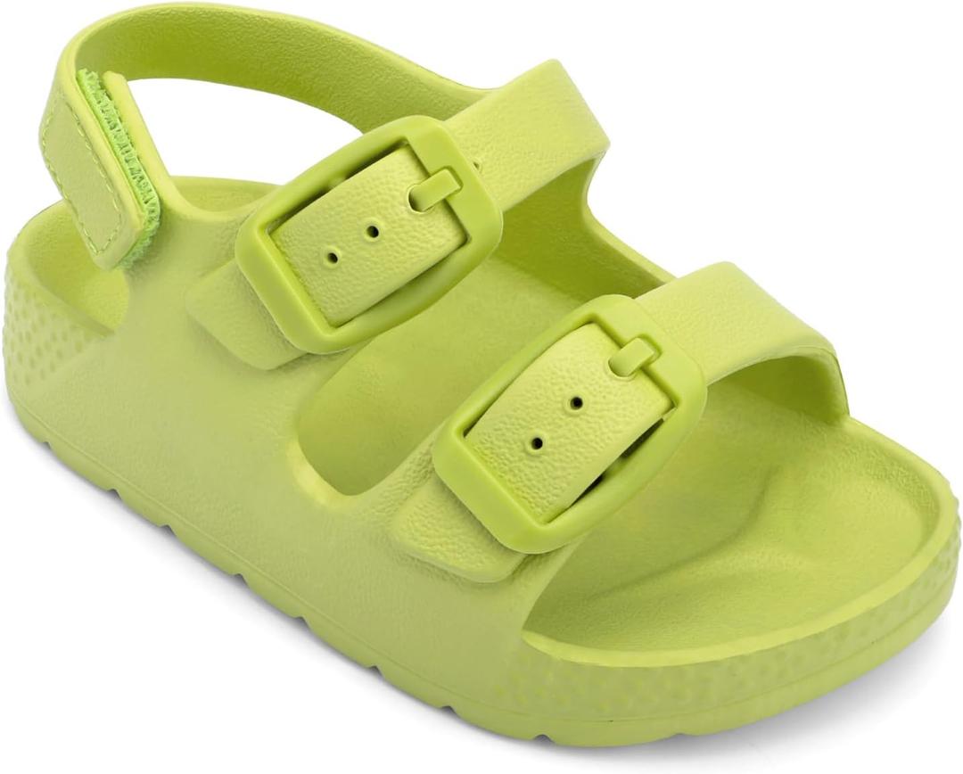 ChayChax Toddler Boys Girls Double Buckle Sandals Children's Adjustable Back Strap Water Sandal, Fruit Green, 6 Toddler, Fruit Green 
