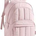 BAGSMART Womens Backpack Travel Laptop Backpack for Women, Quilted College Laptop Bookbag, Work Back Pack for Women, Cute Computer Water-Resistant Casual Daypack, Puffer Soft Pink