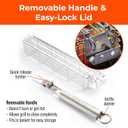 Large Kabob Grilling Basket with Removable Handle. Stainless Steel construction with a Larger Capacity (12 x 2 x 2) and secure easy latch lid. (3-Piece Set  Bag & Sponges Included)