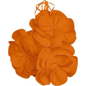 GORGLITTER Women's 3D Flower Halter Camisole Top Floral Sleeveless Going Out Country Concert Outfits (Medium, Orange)