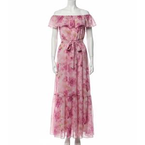 Women's 2025 Floral Summer Dress Smocked V Neck Boho Plus Size Beach Party Wedding Guest Ruffle Long Dresses 3XL