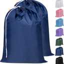 Polecasa Extra Heavy Duty Large Laundry Bag with Sturdy Handles and Drawstring Closure, 2 Pack 28 x 36 inches Durable Storage Bags for Basket, Hamper, College, Dorm, Travel, Navy