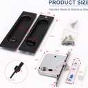 2 x Rectangle Pocket Door Lock, 304 Stainless Steel Privacy Pocket Door Hardware, 5 7/10 inch*1 7/10inch Matte Black Sliding Pocket Door Handle,for 1 3/8 to 2 3/16 Thickness Door