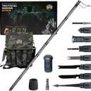 Prime Adventure 15-in-1 Tactical Survival Walking Stick & Hiking Staff – Heavy-Duty Collapsible Multitool for Camping, Hiking & Outdoor Survival Gear (8 Tubes, Premium Build)