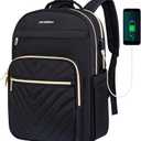 VANKEAN 17.3 Inch Laptop Backpack for Women Men Work Laptop Bag Fashion with USB Port, Waterproof Backpacks Nurse Stylish Travel Bags Casual Daypacks for College, Business, Black