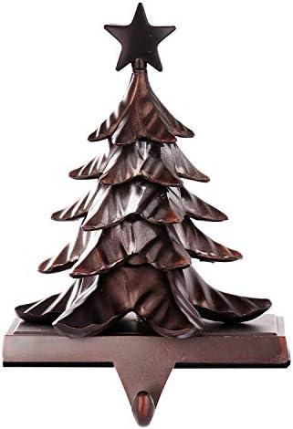 Pine Tree Christmas Stocking Holder Anti-Slip Fireplace Stocking Hanger Xmas Hook Gift for Christmas Mantle Table Indoors Decor(1, Pine Tree)