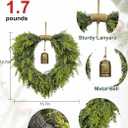 20" Heart-Shaped Wreath for Front Door Faux Greenery with Rustic Bell Waterproof & Fade-Resistant Christmas Decor for Porch, Holiday Wall or Indoor Use
