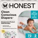 The Honest Company Clean Conscious Diapers for Delicate Skin | Up to 100% Leakproof | Hypoallergenic, Fragrance Free | Winter '25 Limited Edition Prints | Club Box, Size 2 (12-18 lbs), 72 Count